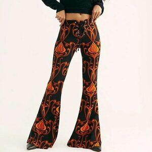 NWT Free People Lenni Jimi Black Deco Flare Pants